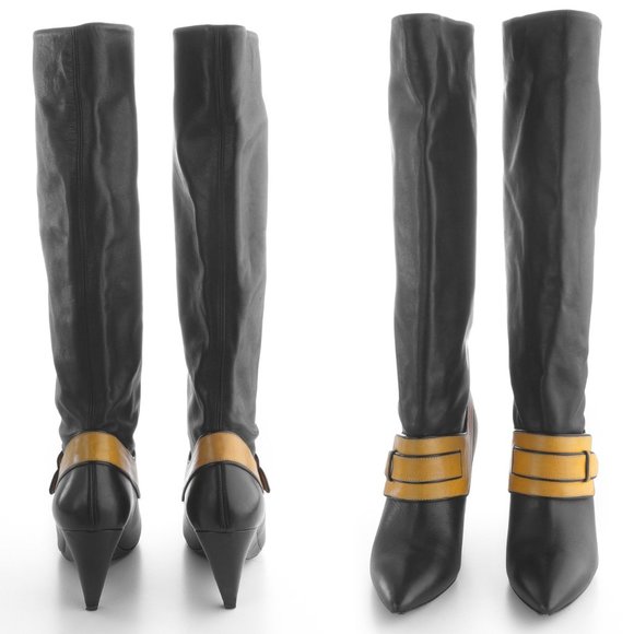 Balenciaga leather  kitten heels tall boots sz 37 - Picture 4 of 6